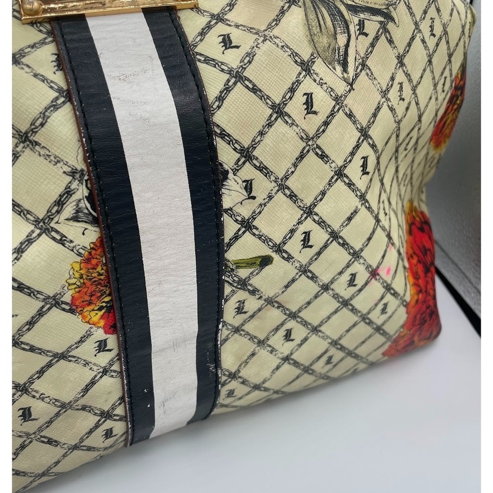 L.A.M.B. Gwen Stefani Calligraphy Roses Large Tote Bag Floral Monogram Y2K - Picture 4 of 15